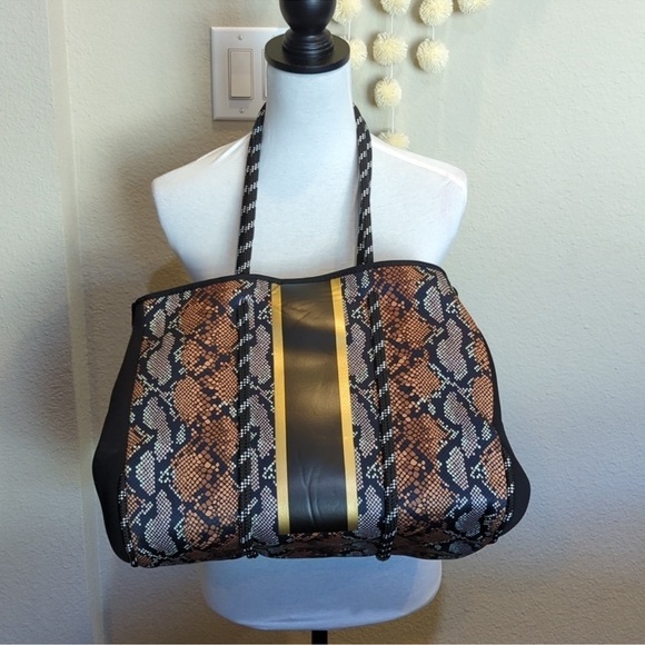 Python Animal Print Neoprene Tote Bag - Picture 2 of 6